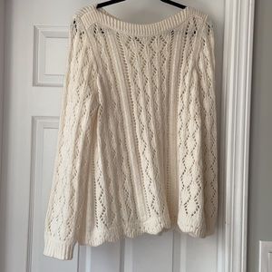 LOFT Cream Knit Wool Blend Pullover Sweater
